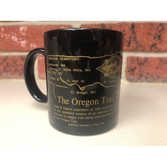 Smith Western The Oregon Trail 150 Year Celebration 1843 1993 Coffee Mug Black - Picture 3 of 6